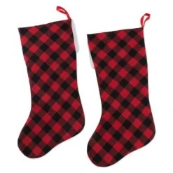 DII® Red & Black Buffalo Check Holiday Stockings Set 11 DII® Red & Black Buffalo Check Holiday Stockings Set -Christmas Designers Store D540060S 2