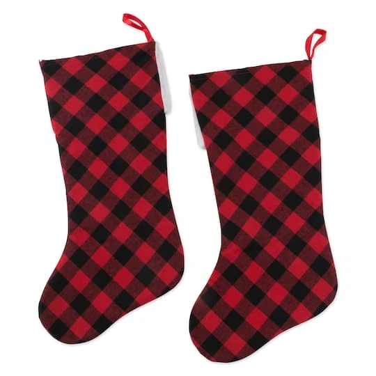 DII® Red & Black Buffalo Check Holiday Stockings Set 7 DII® Red & Black Buffalo Check Holiday Stockings Set - Image 5