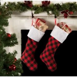 DII® Red & Black Buffalo Check Holiday Stockings Set 9 DII® Red & Black Buffalo Check Holiday Stockings Set -Christmas Designers Store D540060S 4