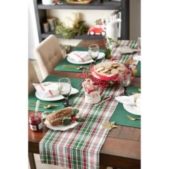 DII® 108" Yuletide Plaid Table Runner -Christmas Designers Store D540089S 8