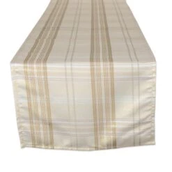 DII® 72" Metallic Cream Plaid Table Runner