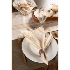 DII® 72" Metallic Cream Plaid Table Runner 10 DII® 72" Metallic Cream Plaid Table Runner -Christmas Designers Store D540093S 4