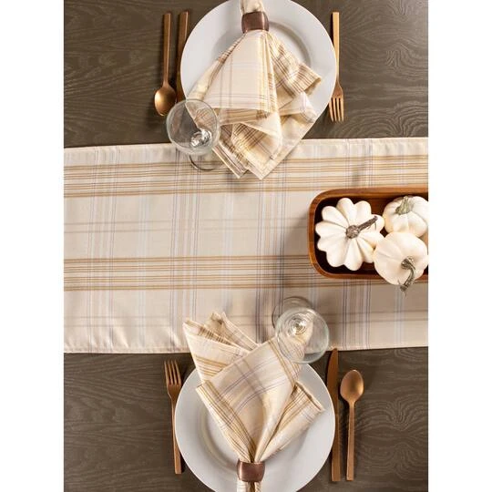 DII® 108" Cream Metallic Plaid Table Runner 9 DII® 108" Cream Metallic Plaid Table Runner - Image 7