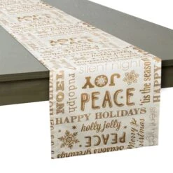 DII® 108" Gold Christmas Collage Table Runner -Christmas Designers Store D540100S 3