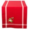 DII® 72" Red Embroidered Mistletoe Corner With Border Table Runner -Christmas Designers Store D540104S 1
