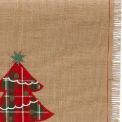 DII® 108" Embroidered Tree Burlap Table Runner -Christmas Designers Store D540105S 2