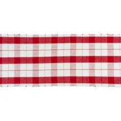DII® 72" Red Tinsel Plaid Fringed Table Runner -Christmas Designers Store D540107S 3