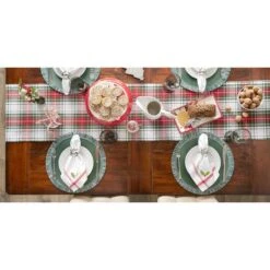 DII® 108" Christmas Plaid Table Runner -Christmas Designers Store D540109S 11