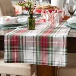 DII® 108" Christmas Plaid Table Runner -Christmas Designers Store D540109S 6