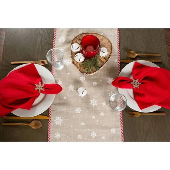 DII® 70" Red Reindeer Embroidered Table Runner 8 DII® 70" Red Reindeer Embroidered Table Runner - Image 6