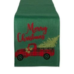 DII® 108" Merry Christmas Truck Embroidered Table Runner