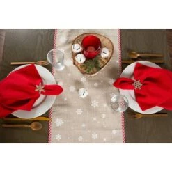 DII® 108" Red Reindeer Embroidered Table Runner 21 DII® 108" Red Reindeer Embroidered Table Runner -Christmas Designers Store D540115S 8