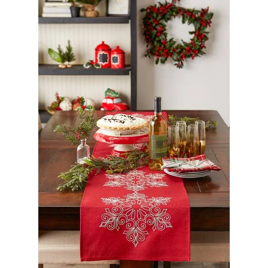 DII® 70" Sparkle Snowflakes Embroidered Table Runner 8 DII® 70" Sparkle Snowflakes Embroidered Table Runner - Image 6