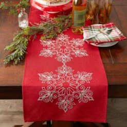 DII® 70" Sparkle Snowflakes Embroidered Table Runner 18 DII® 70" Sparkle Snowflakes Embroidered Table Runner -Christmas Designers Store D540116S 6