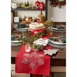 DII® 70" Sparkle Snowflakes Embroidered Table Runner 19 DII® 70" Sparkle Snowflakes Embroidered Table Runner -Christmas Designers Store D540116S 7