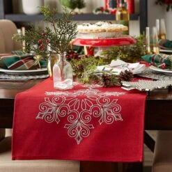 DII® 70" Sparkle Snowflakes Embroidered Table Runner 21 DII® 70" Sparkle Snowflakes Embroidered Table Runner -Christmas Designers Store D540116S 9