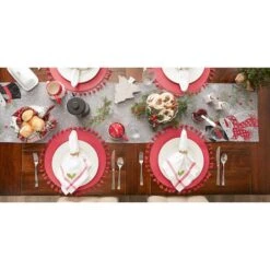 DII® 70" Grey Snowman Embroidered Table Runner -Christmas Designers Store D540118S 7