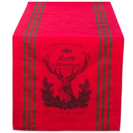 DII® 72" Red Stag Christmas Print Table Runner 3 DII® 72" Red Stag Christmas Print Table Runner