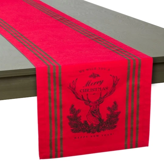 DII® 72" Red Stag Christmas Print Table Runner 11 DII® 72" Red Stag Christmas Print Table Runner - Image 9