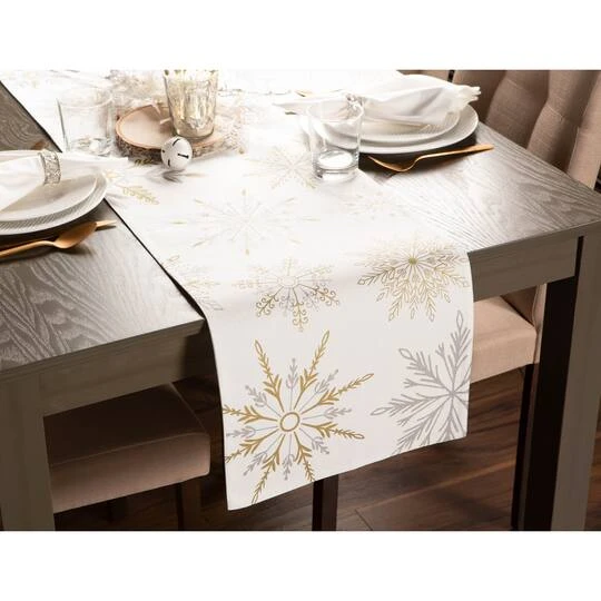 DII® 72'' Snowflake Sparkle Printed Table Runner 6 DII® 72'' Snowflake Sparkle Printed Table Runner - Image 4