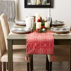 DII® 108'' Joyful Snowflakes Jacquard Reversible Table Runner -Christmas Designers Store D540136S 10
