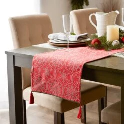 DII® 108'' Joyful Snowflakes Jacquard Reversible Table Runner -Christmas Designers Store D540136S 11