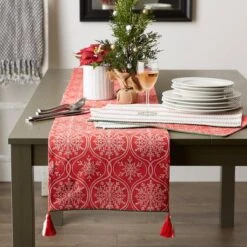 DII® 108'' Joyful Snowflakes Jacquard Reversible Table Runner -Christmas Designers Store D540136S 6