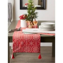 DII® 108'' Joyful Snowflakes Jacquard Reversible Table Runner -Christmas Designers Store D540136S 9