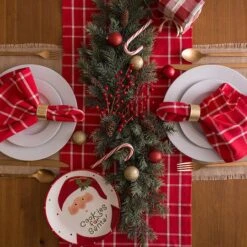 DII® 108" Holly Berry Plaid Table Runner -Christmas Designers Store D540138S 6