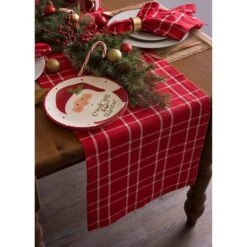 DII® 108" Holly Berry Plaid Table Runner -Christmas Designers Store D540138S 7