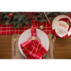 DII® 108" Holly Berry Plaid Table Runner -Christmas Designers Store D540138S 8