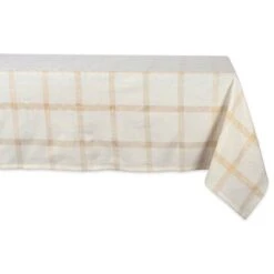 DII® 120" Gold Lurex Plaid Tablecloth -Christmas Designers Store D540150S 1 1