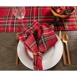DII® 120" Holiday Metallic Plaid Tablecloth 18 DII® 120" Holiday Metallic Plaid Tablecloth -Christmas Designers Store D540155S 5