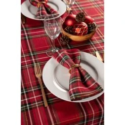 DII® 120" Holiday Metallic Plaid Tablecloth 16 DII® 120" Holiday Metallic Plaid Tablecloth -Christmas Designers Store D540155S 6