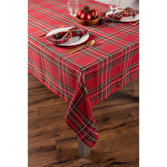 DII® 120" Holiday Metallic Plaid Tablecloth 9 DII® 120" Holiday Metallic Plaid Tablecloth - Image 7