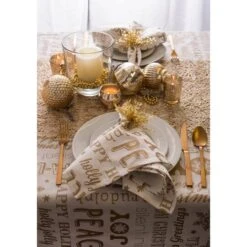 DII® 84" Gold Christmas Collage Tablecloth -Christmas Designers Store D540160S 4