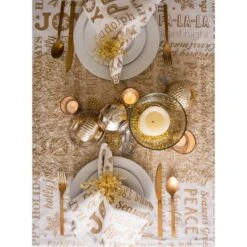 DII® 84" Gold Christmas Collage Tablecloth -Christmas Designers Store D540160S 6
