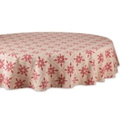 DII® 70" Round Scandinavian Snowflakes Printed Tablecloth -Christmas Designers Store D540172S 1 1