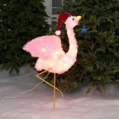 3ft. Lit Fluffy Flamingo Sculpture -Christmas Designers Store D544202S 2
