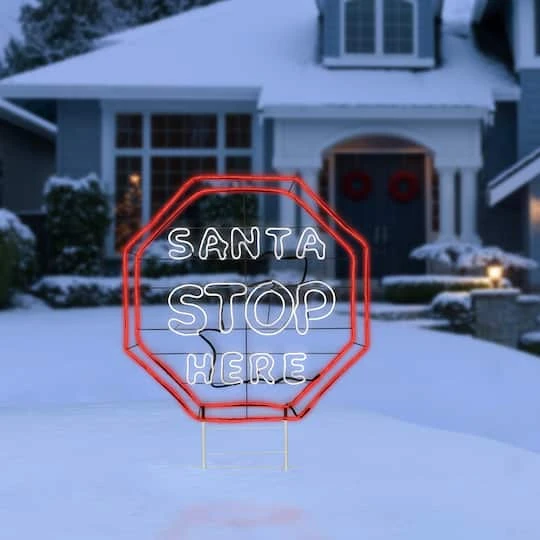 44'' Santa Stop Here LED Light Strip Sign 5 44'' Santa Stop Here LED Light Strip Sign - Image 3