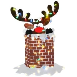 47'' Pre-Lit Reindeer Stuck In Chimney Decoration -Christmas Designers Store D619774S 1 1