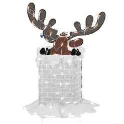 47'' Pre-Lit Reindeer Stuck In Chimney Decoration -Christmas Designers Store D619774S 15