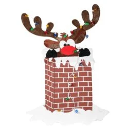 47'' Pre-Lit Reindeer Stuck In Chimney Decoration -Christmas Designers Store D619774S 17