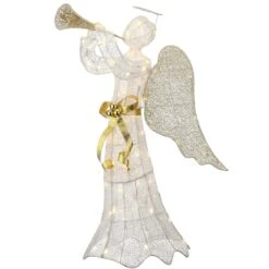 51" Pre-Lit LED Gold & White Trumpeting Angel