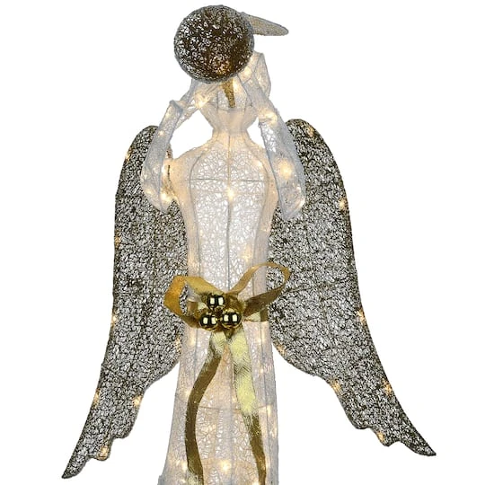 51" Pre-Lit LED Gold & White Trumpeting Angel 7 51" Pre-Lit LED Gold & White Trumpeting Angel - Image 5