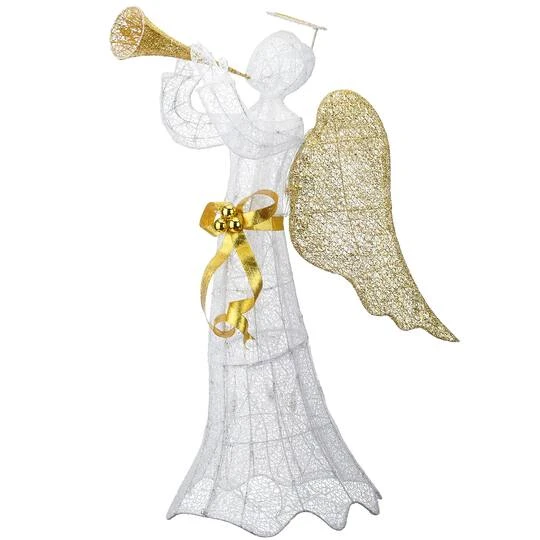 51" Pre-Lit LED Gold & White Trumpeting Angel 8 51" Pre-Lit LED Gold & White Trumpeting Angel - Image 6
