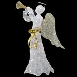 51" Pre-Lit LED Gold & White Trumpeting Angel 15 51" Pre-Lit LED Gold & White Trumpeting Angel -Christmas Designers Store D619795S 16