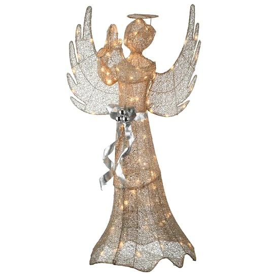 53" Pre-Lit LED Champagne Gold Praying Angel 4 53" Pre-Lit LED Champagne Gold Praying Angel - Image 2