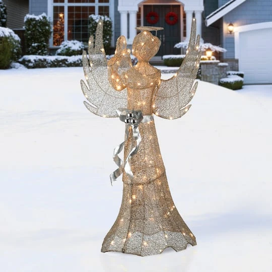 53" Pre-Lit LED Champagne Gold Praying Angel 5 53" Pre-Lit LED Champagne Gold Praying Angel - Image 3