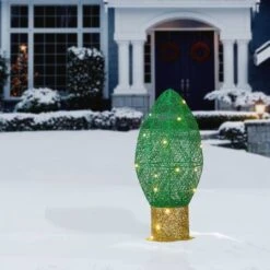 20" Pre-Lit Green Christmas Light Bulb Decoration -Christmas Designers Store D619799S 12